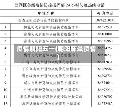 疫情朝阳五一(朝阳肺炎疫情)